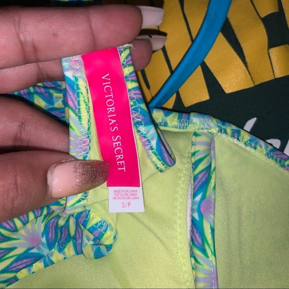 Victoria’s Secret Lime Green / Teal Bikini Top Size Small - Picture 4 of 5